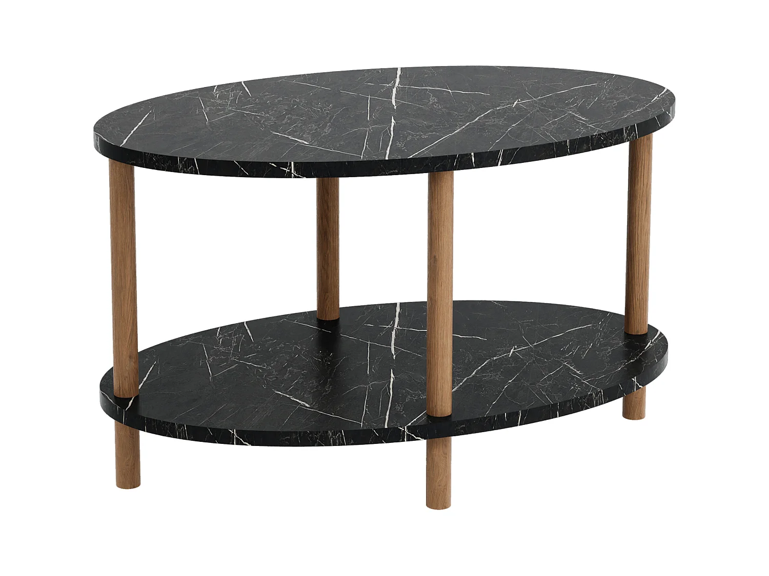 Table basse ovale Højreby 43 x 70 x 44 cm marbre noir [en.casa]