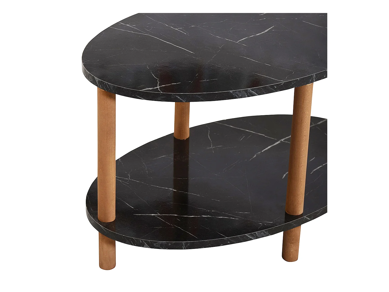 Table basse ovale Højreby 43 x 70 x 44 cm marbre noir [en.casa]