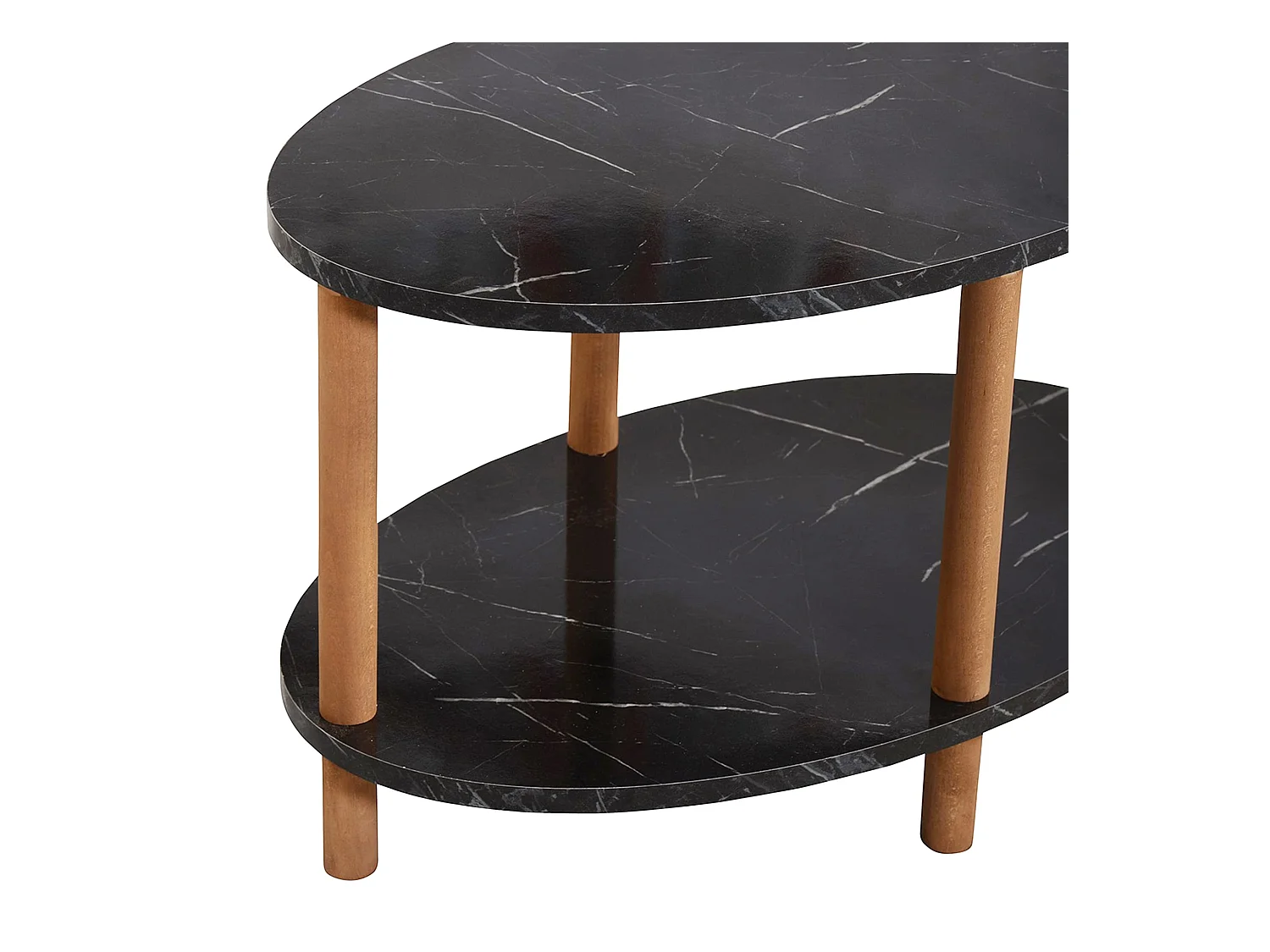 Table basse ovale Højreby 43 x 70 x 44 cm marbre noir [en.casa]