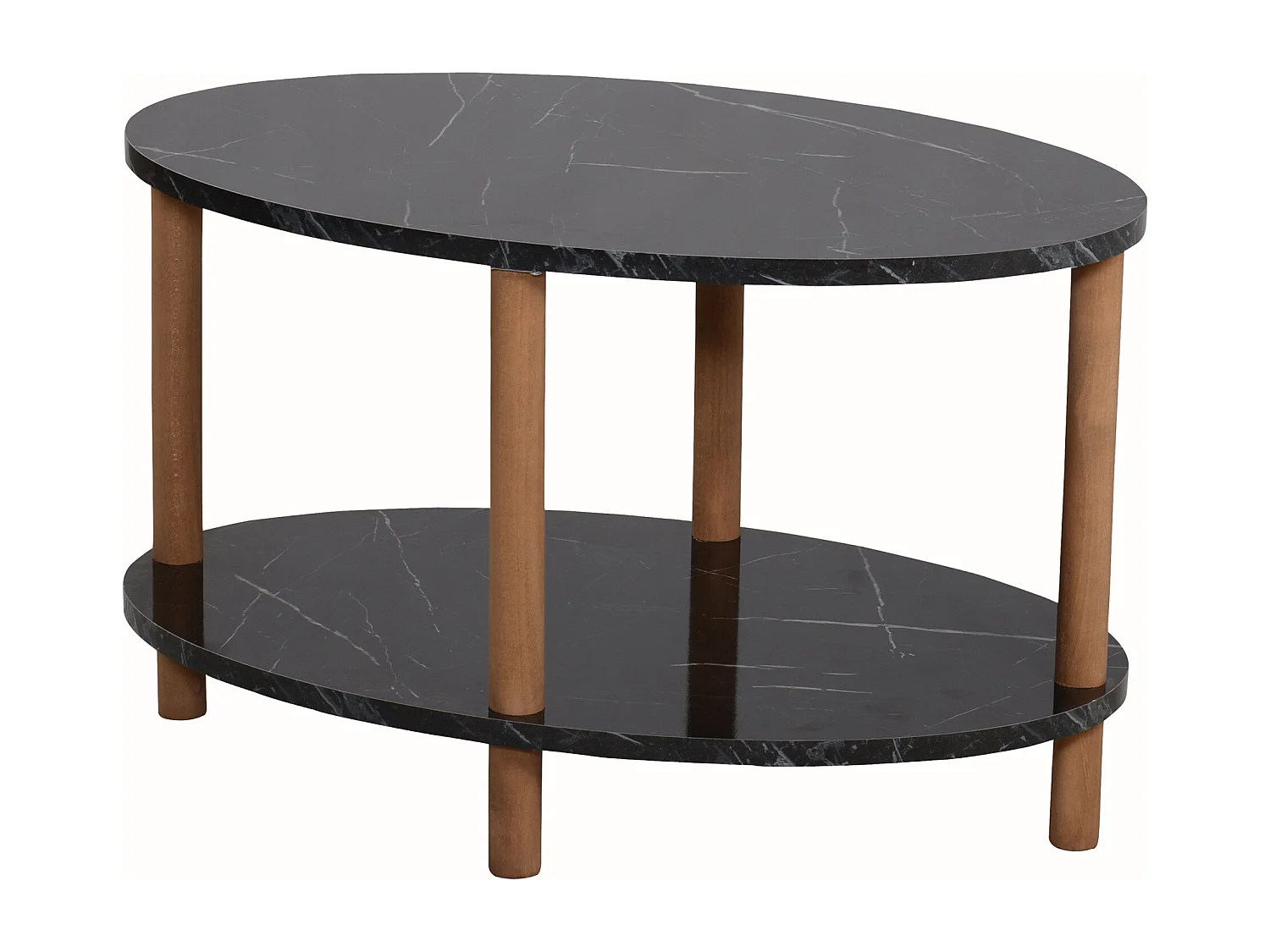 Table basse ovale Højreby 43 x 70 x 44 cm marbre noir [en.casa]
