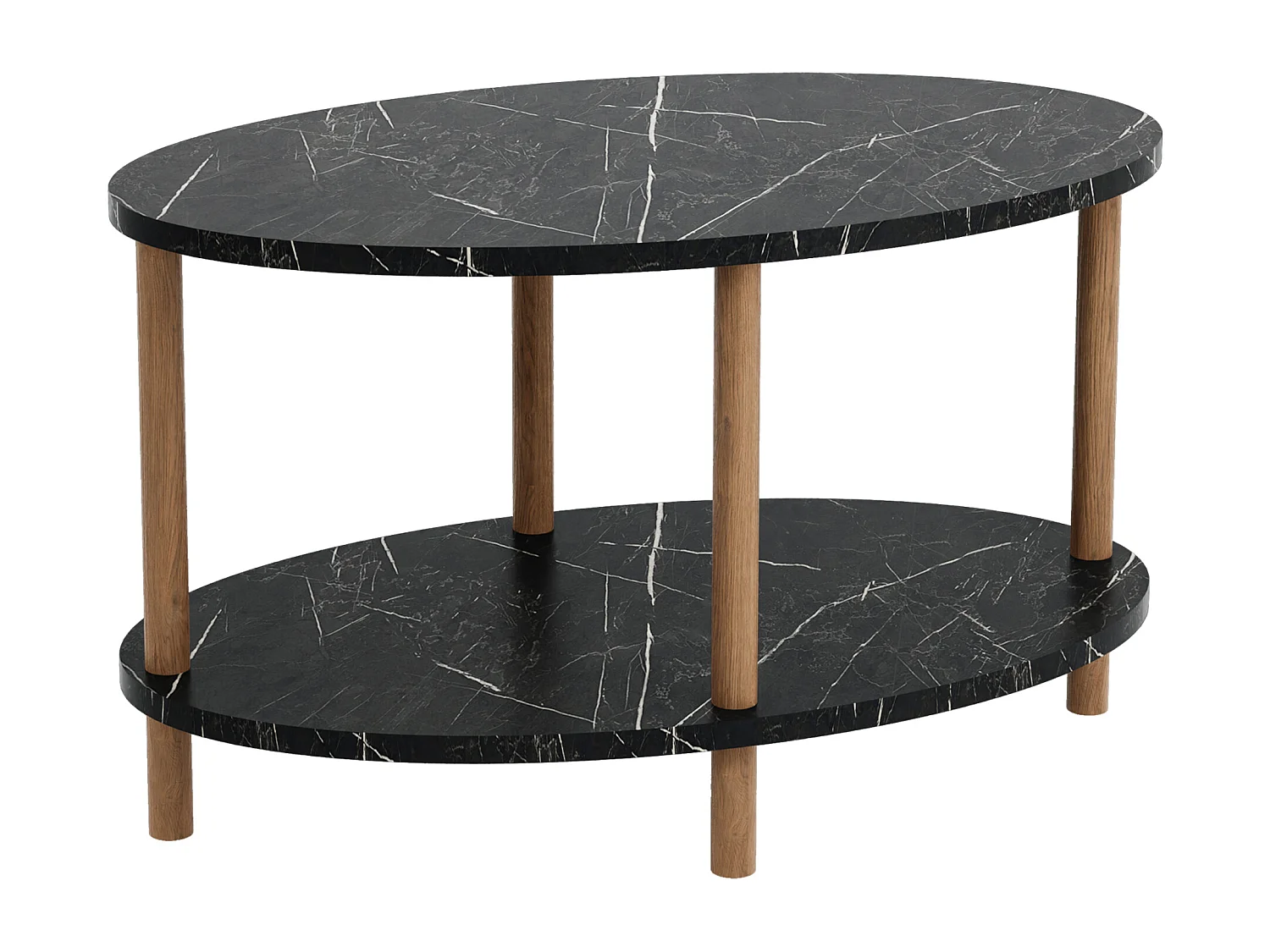 Table basse ovale Højreby 43 x 70 x 44 cm marbre noir [en.casa]