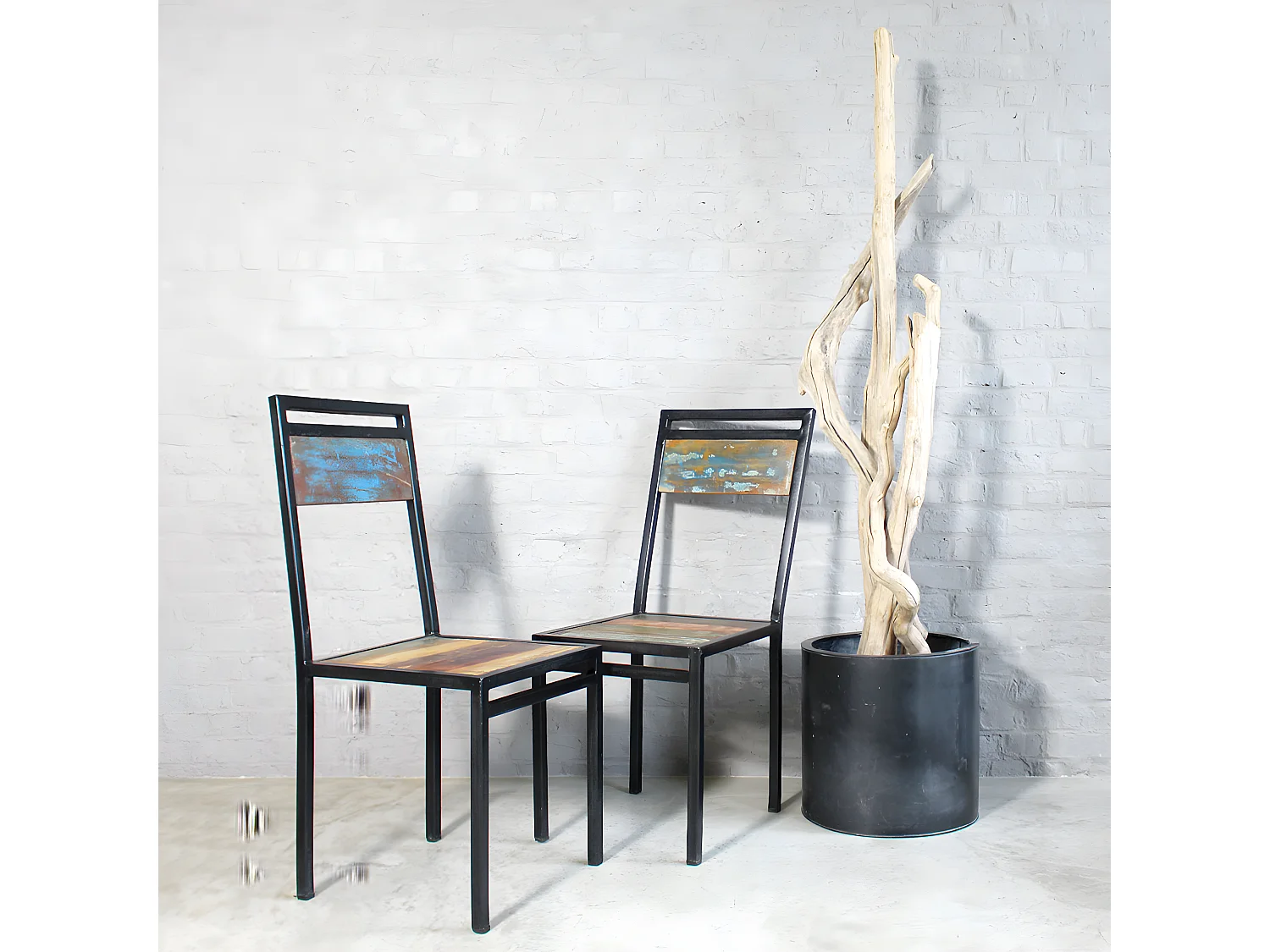 Chaise en bois coloré Ethnik (lot de 2)