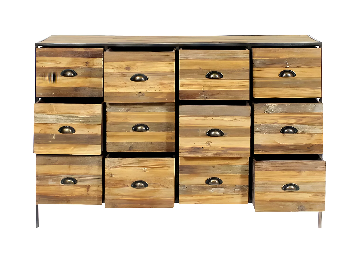 Commode en pin et métal 12 tiroirs Shade