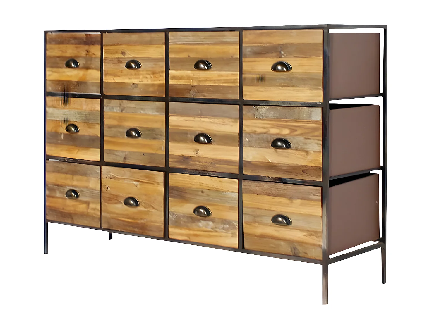 Commode en pin et métal 12 tiroirs Shade