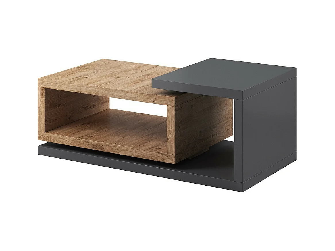 Mesa de centro design coleção BERGAME. Cores carvalho e cinza antracite. Estilo design.