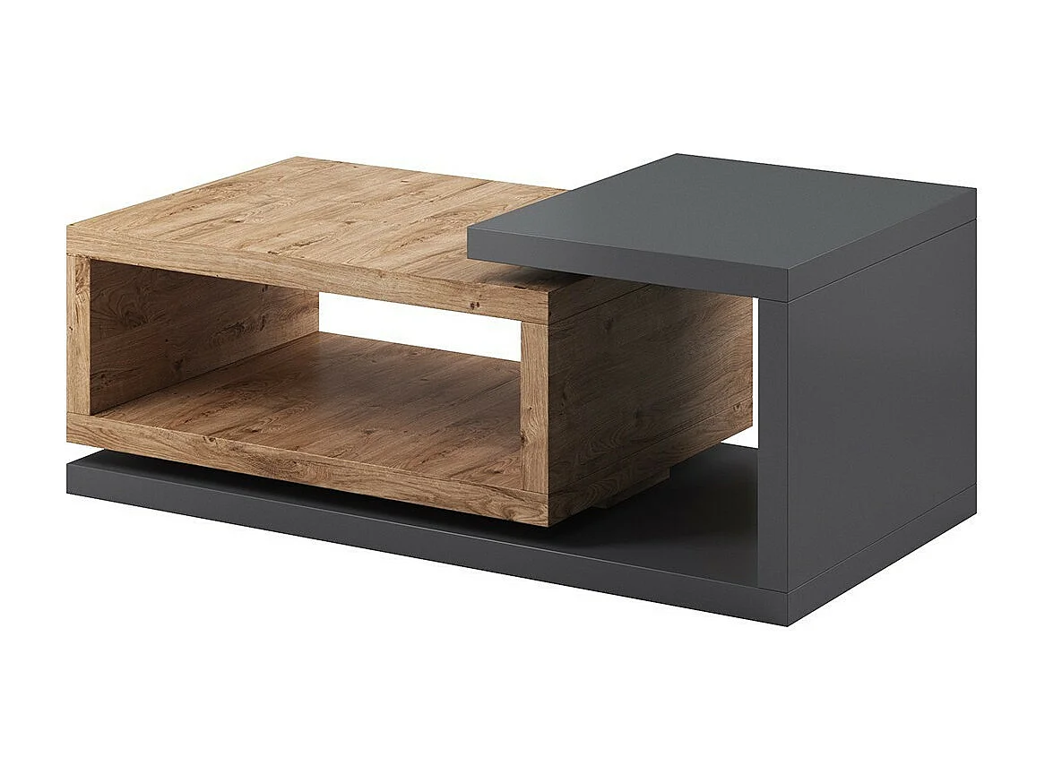 Mesa de centro design coleção BERGAME. Cores carvalho e cinza antracite. Estilo design.