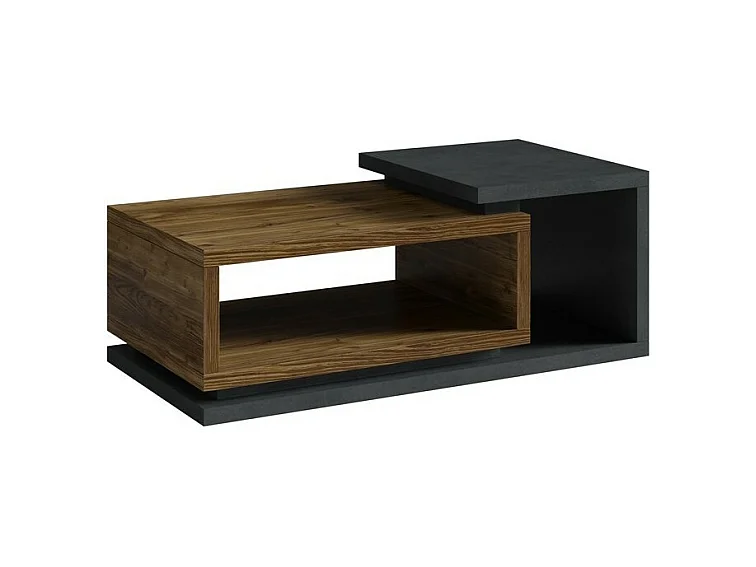 Mesa de centro design coleção BERGAME. Cores cinza e carvalho escuro. Estilo design.