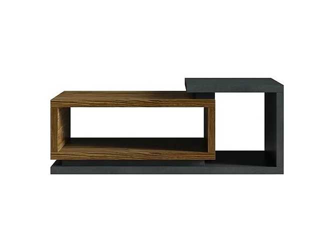 Table basse design collection BERGAME. Coloris gris et chêne foncé. Style design
