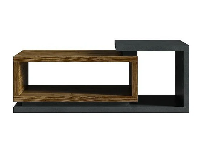 Table basse design collection BERGAME. Coloris gris et chêne foncé. Style design