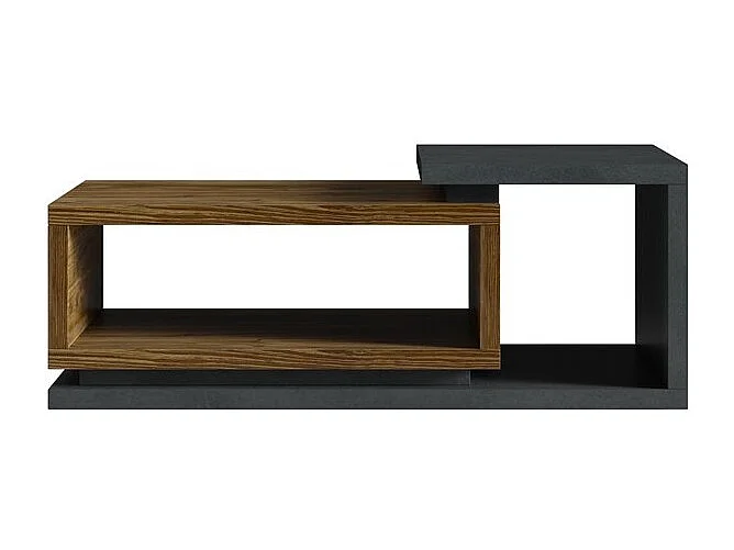 Table basse design collection BERGAME. Coloris gris et chêne foncé. Style design