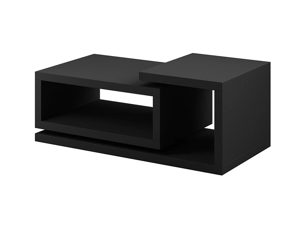 Lage design salontafel uit de BERGAME collectie. Kleur: supermat zwart, designstijl.