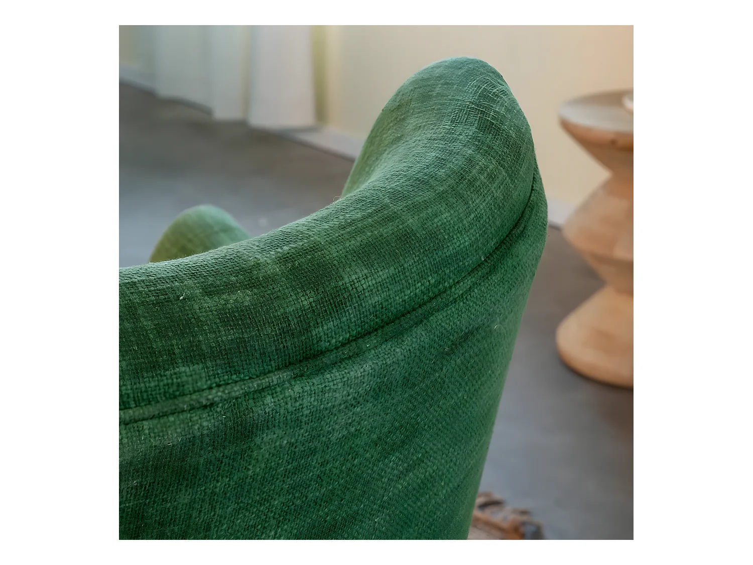 Fauteuil en coton vert Castille