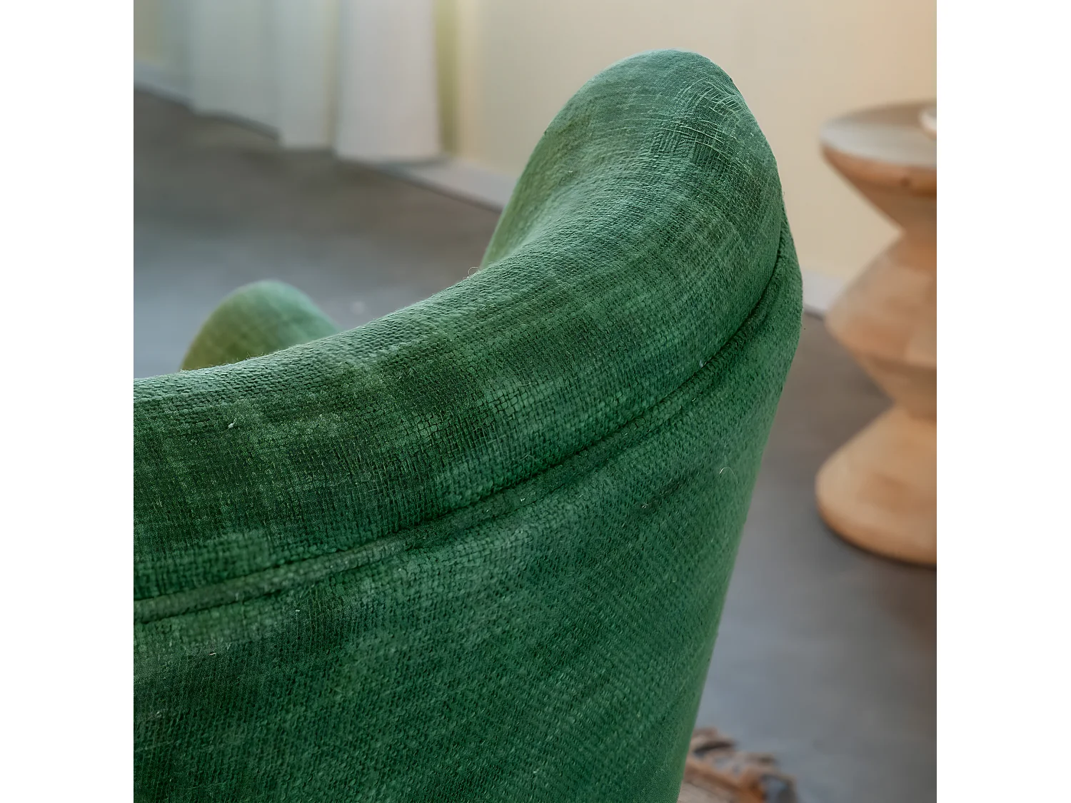 Fauteuil en coton vert Castille