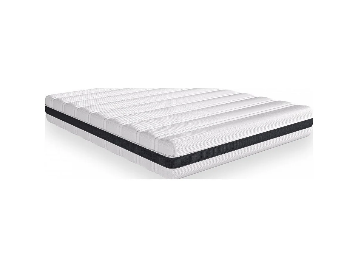 Ensemble lit William 140x190 en tissu gris foncé + Matelas ressorts ensachés Hygiospring 19cm