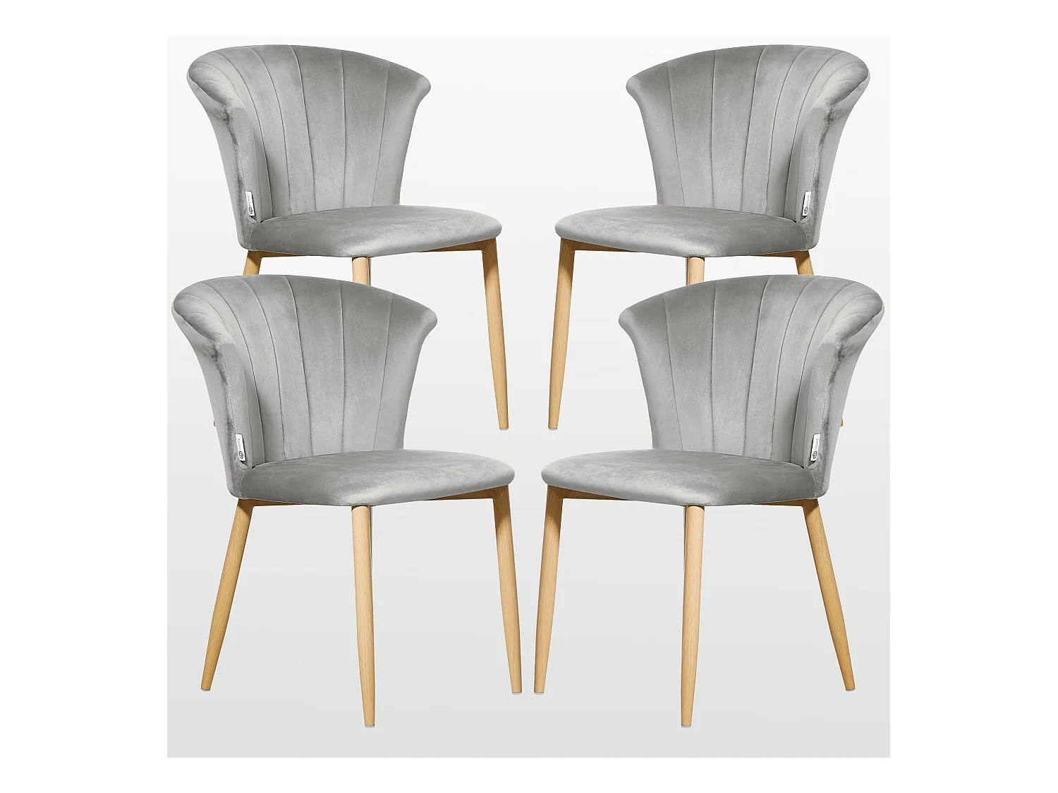 ELSA - Lot de 4 Chaises en Velours Vintage - Gris