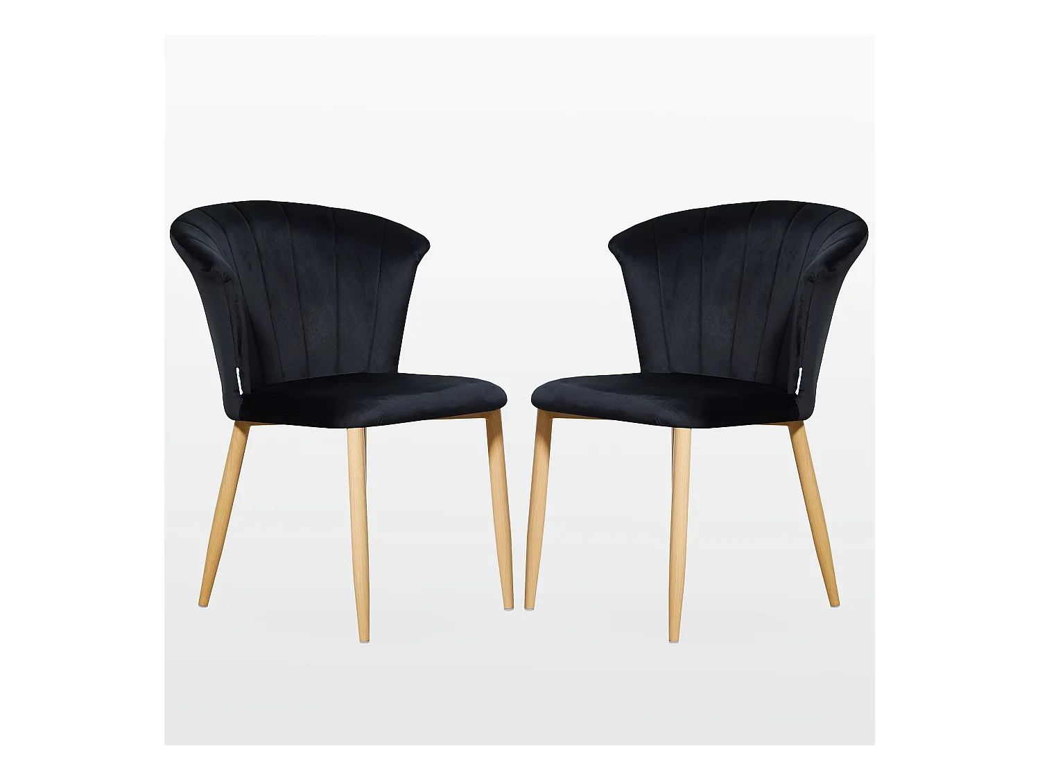 ELSA - Lot de 2 Chaises en Velours Vintage - Noir