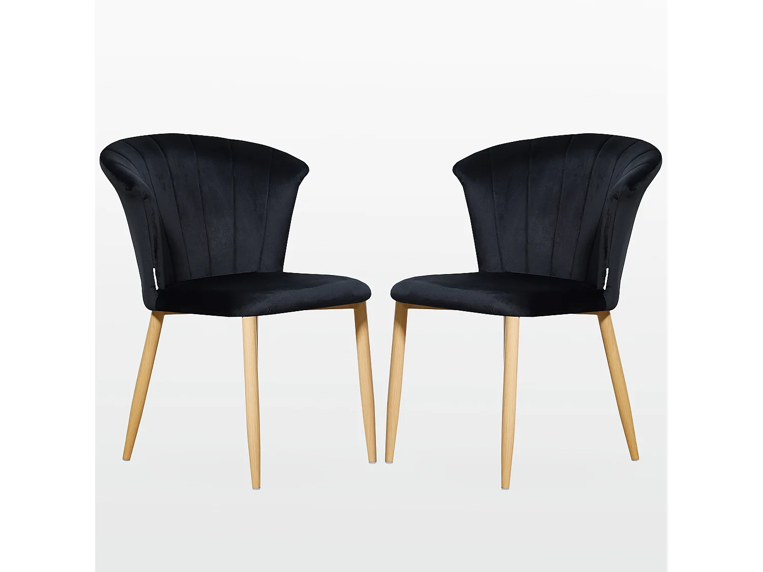 ELSA - Lot de 2 Chaises en Velours Vintage - Noir