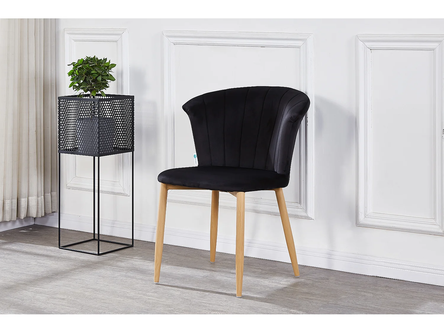 ELSA - Lot de 2 Chaises en Velours Vintage - Noir