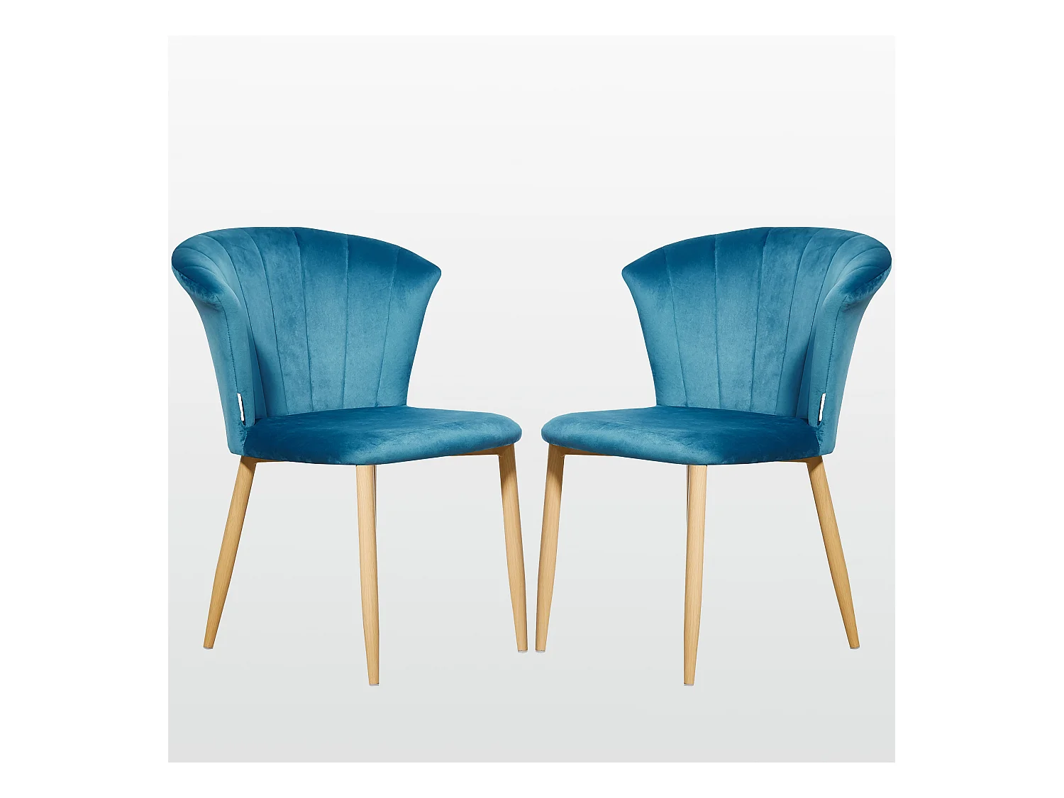 ELSA - Lot de 2 Chaises en Velours Vintage - Bleu