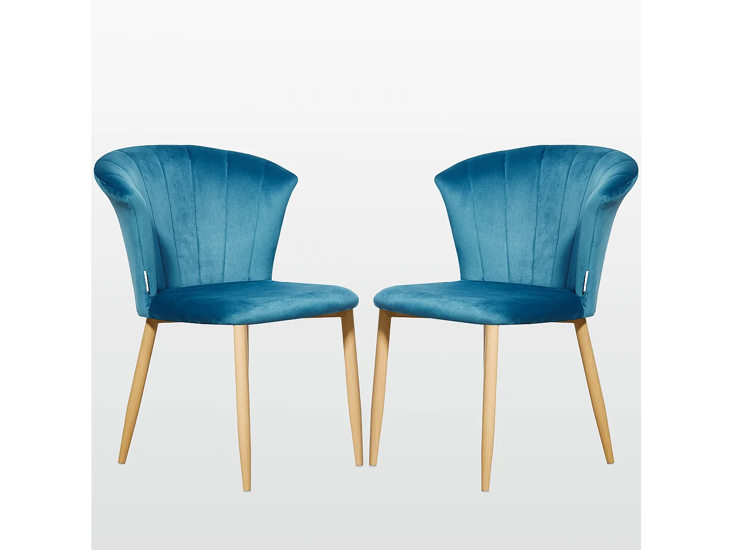 ELSA - Lot de 2 Chaises en Velours Vintage - Bleu