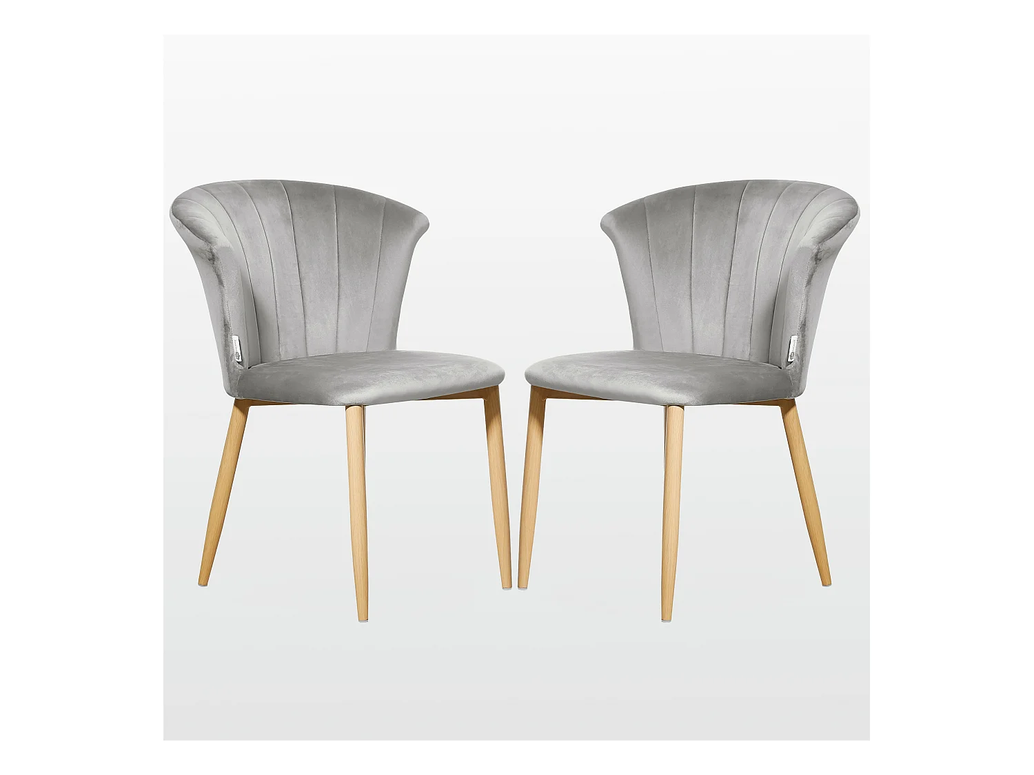 ELSA - Lot de 2 Chaises en Velours Vintage - Gris