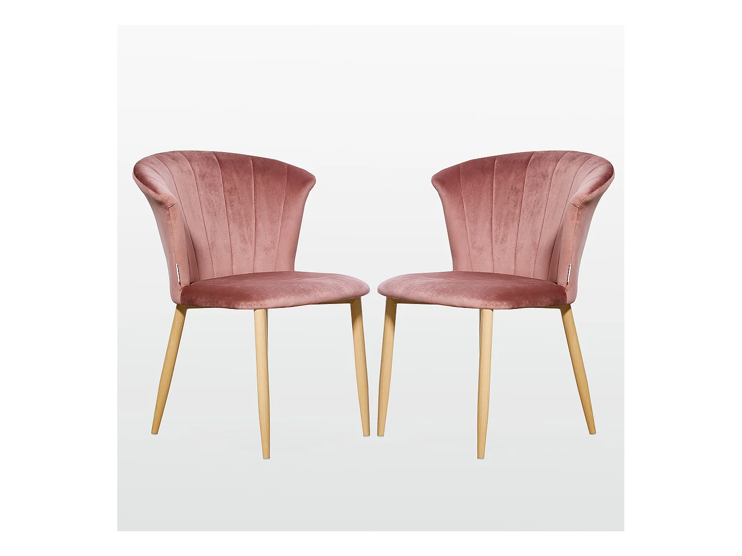 ELSA - Lot de 2 Chaises en Velours Vintage - Rose
