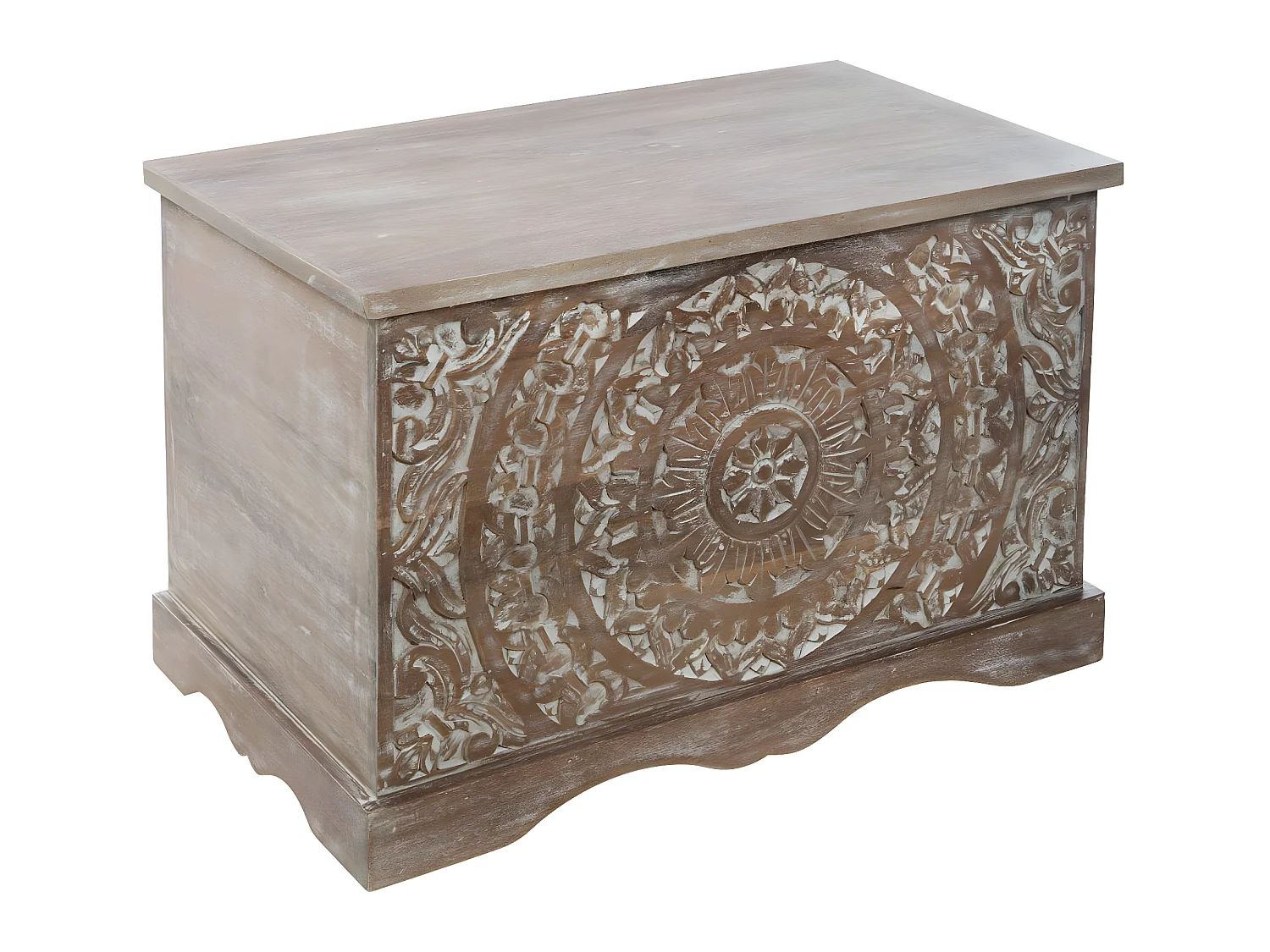 Coffre de rangement en Bois de Manguier Sculpté