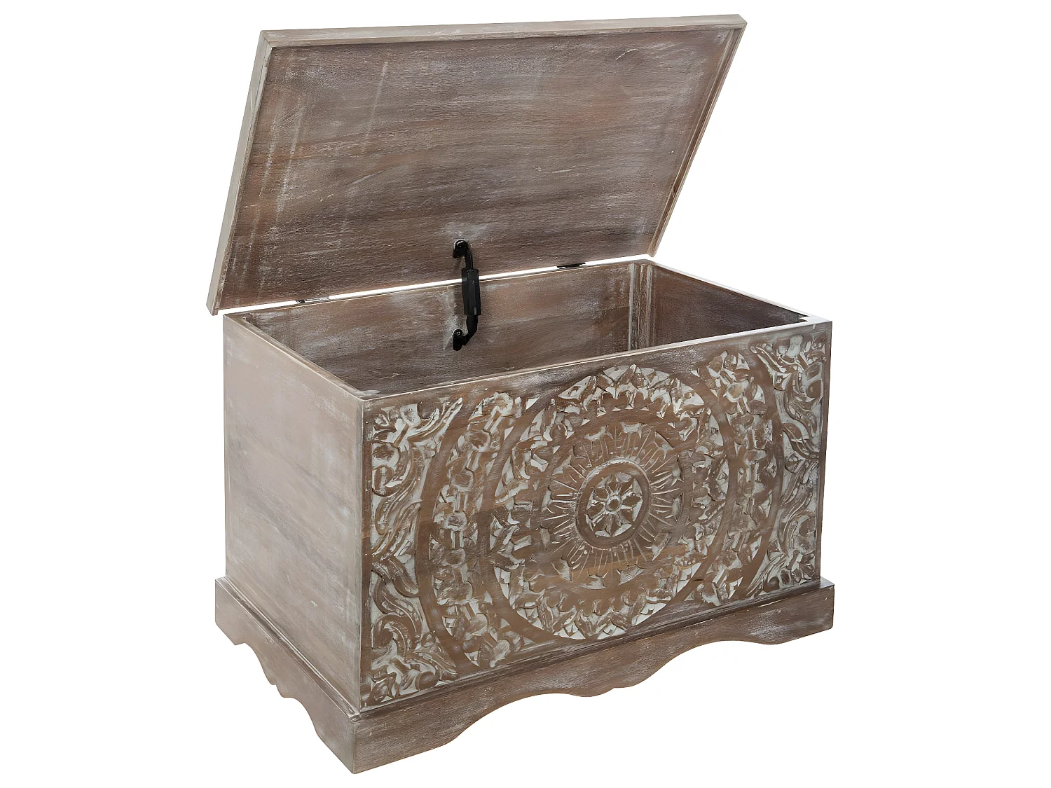 Coffre de rangement en Bois de Manguier Sculpté