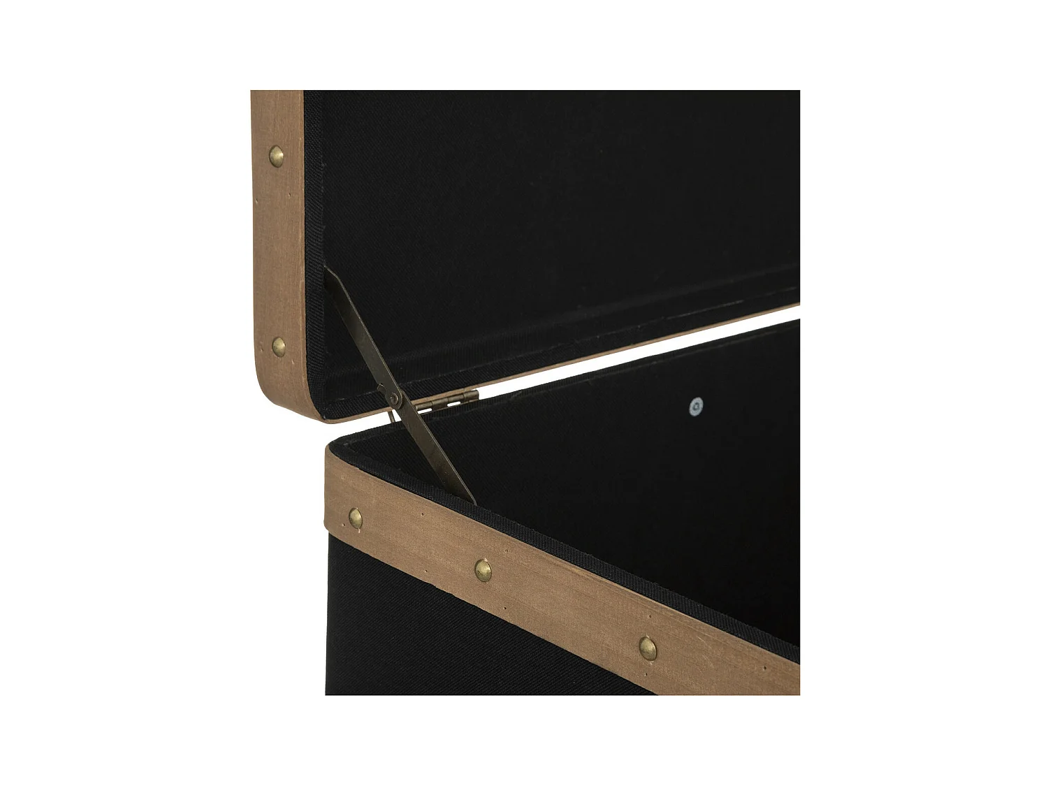 Set de 3 Malles de rangement déco en Bois et Lin noir