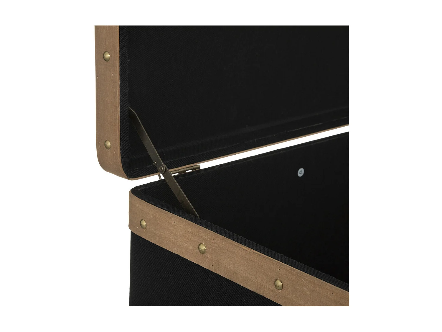 Set de 3 Malles de rangement déco en Bois et Lin noir