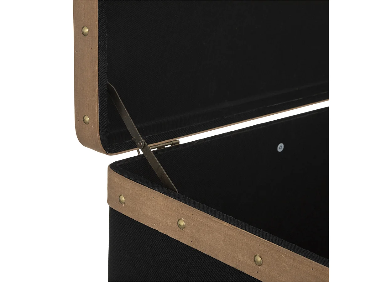 Set de 3 Malles de rangement déco en Bois et Lin noir