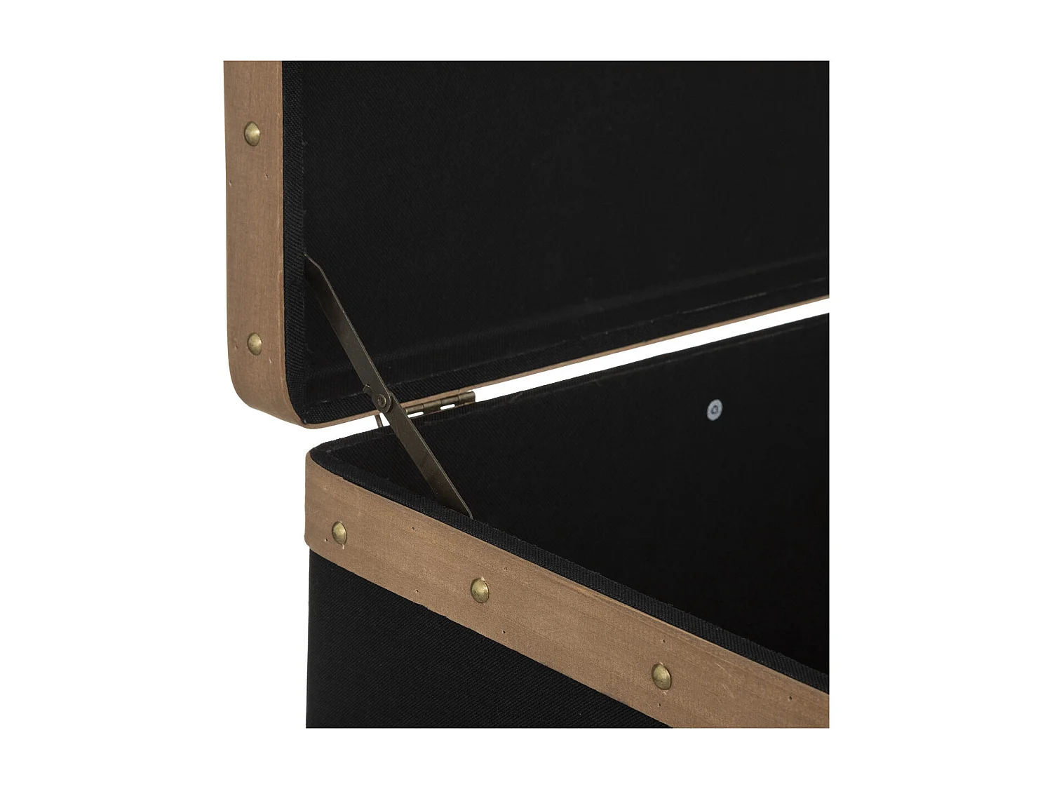 Set de 3 Malles de rangement déco en Bois et Lin noir