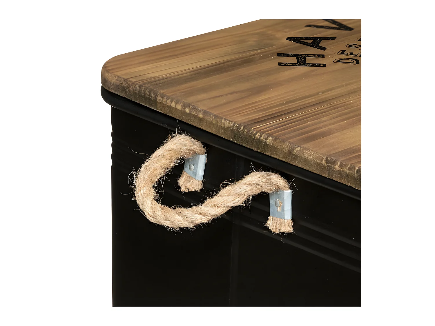 Set de 3 Malles en Métal noir et Bois déco