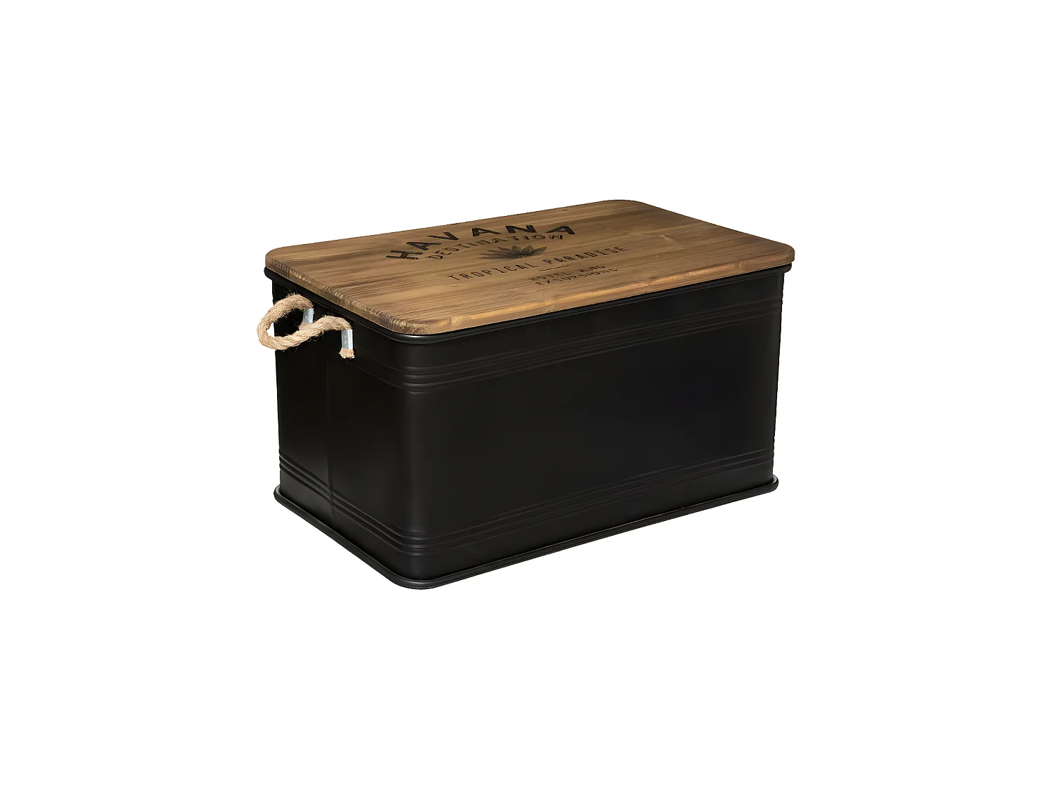 Set de 3 Malles en Métal noir et Bois déco