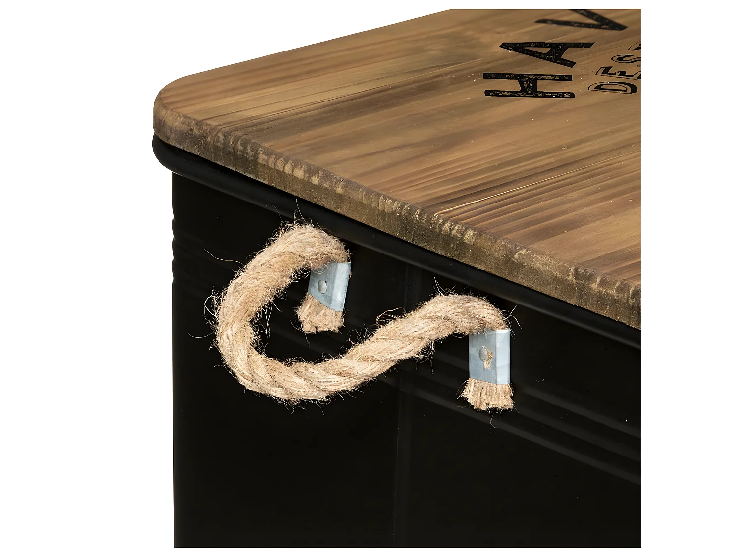 Set de 3 Malles en Métal noir et Bois déco