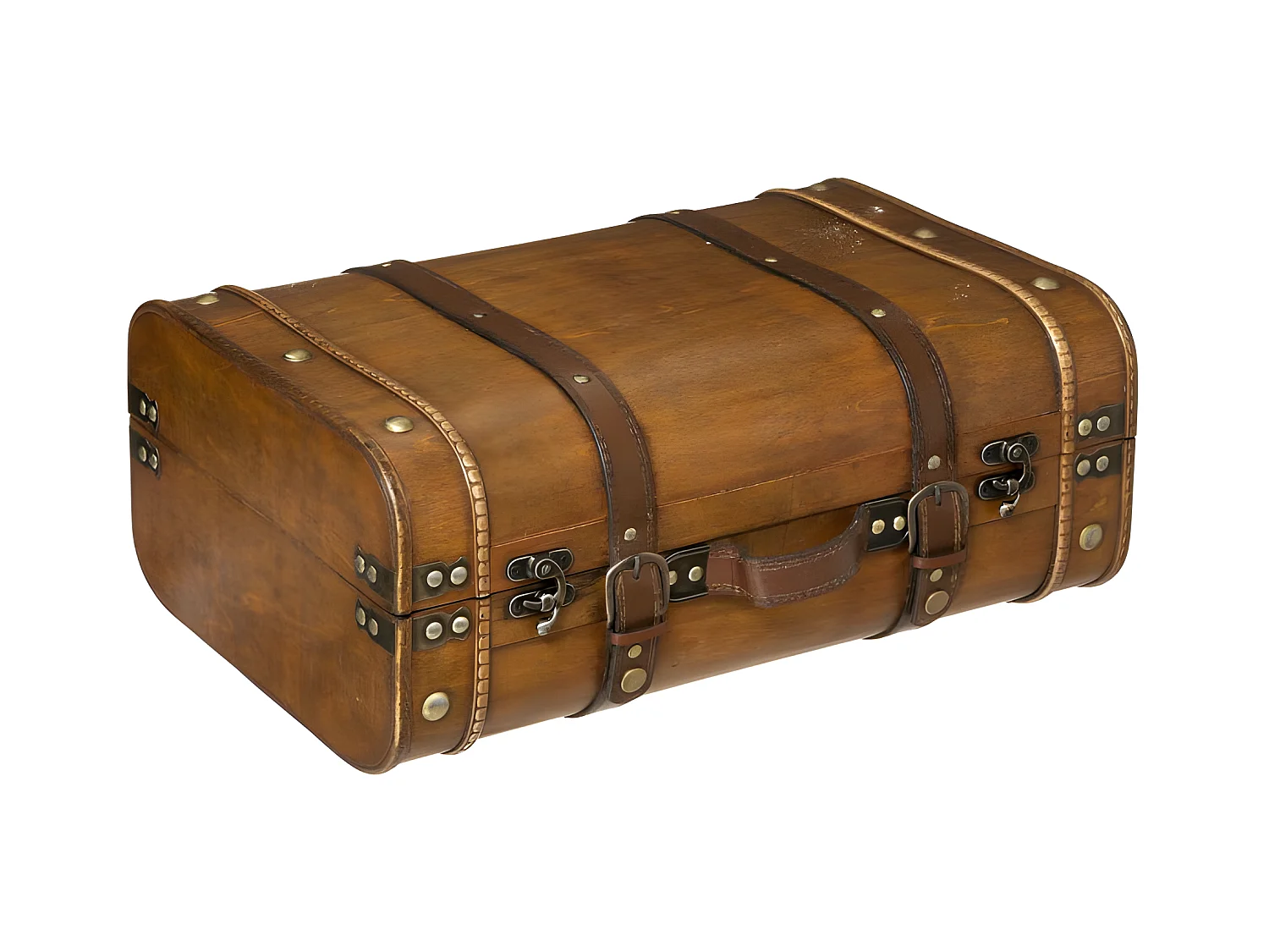 Lot de 2 Coffres de rangement Cantines Rétro en Bois