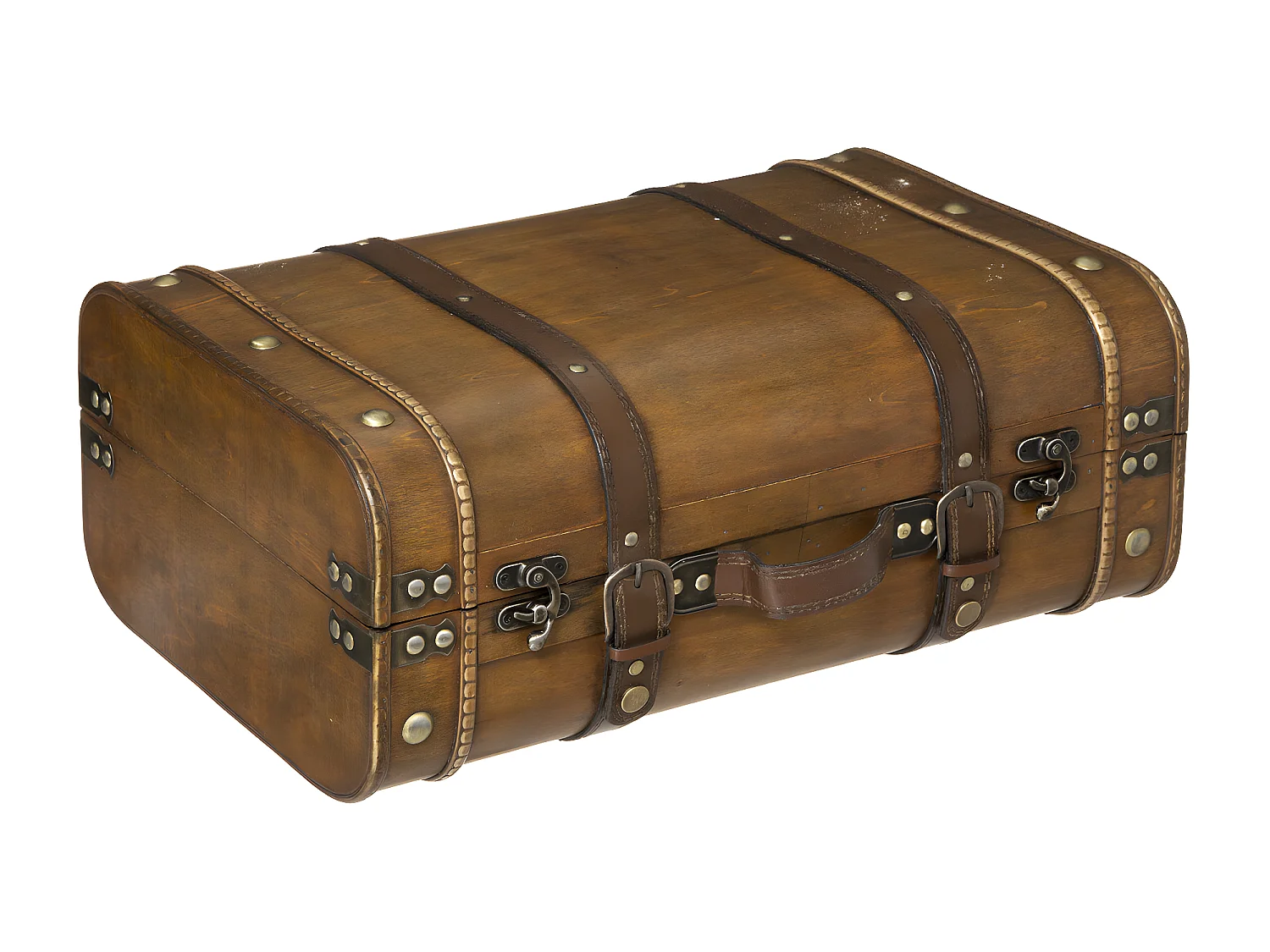 Lot de 2 Coffres de rangement Cantines Rétro en Bois