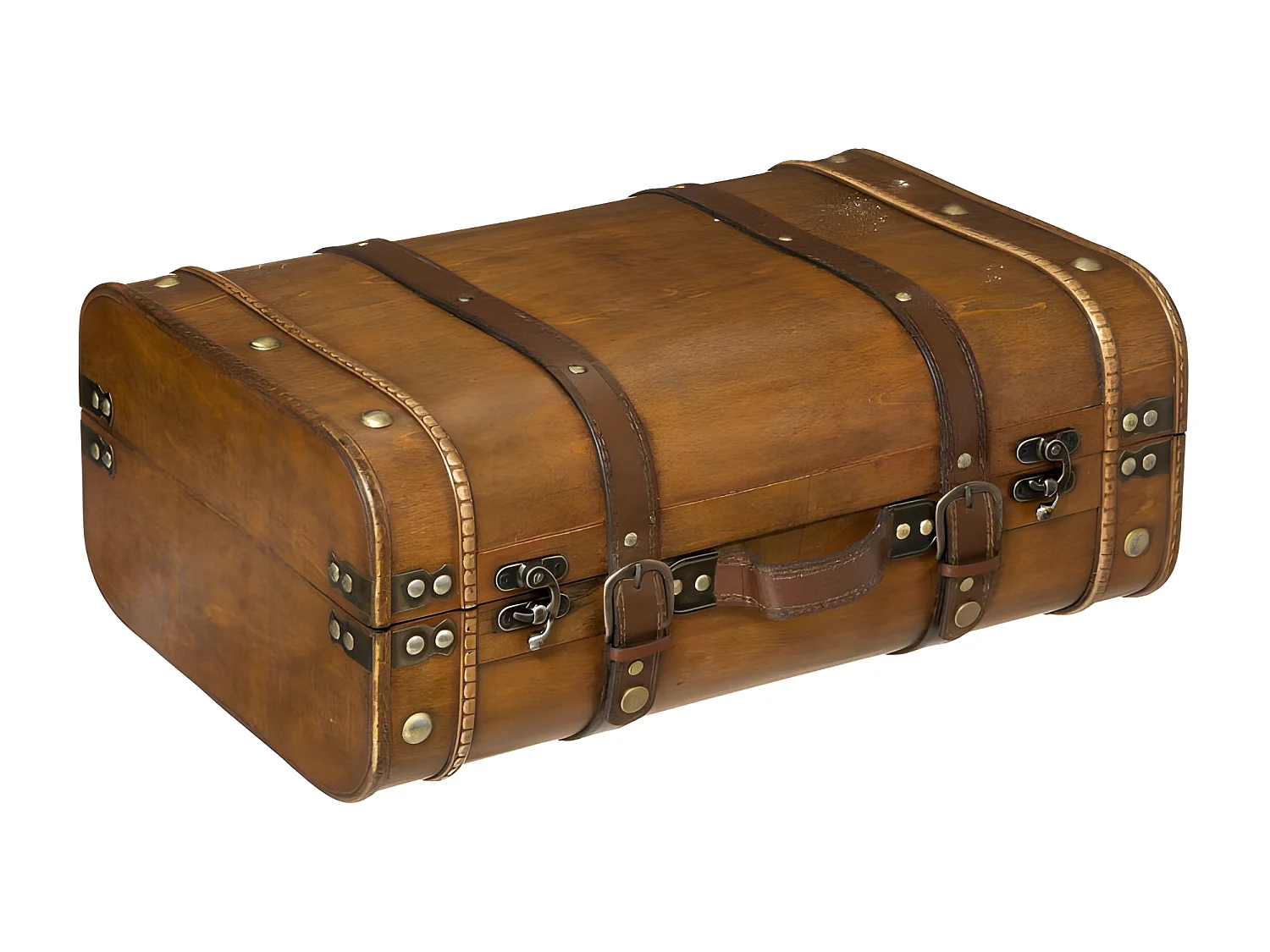 Lot de 2 Coffres de rangement Cantines Rétro en Bois