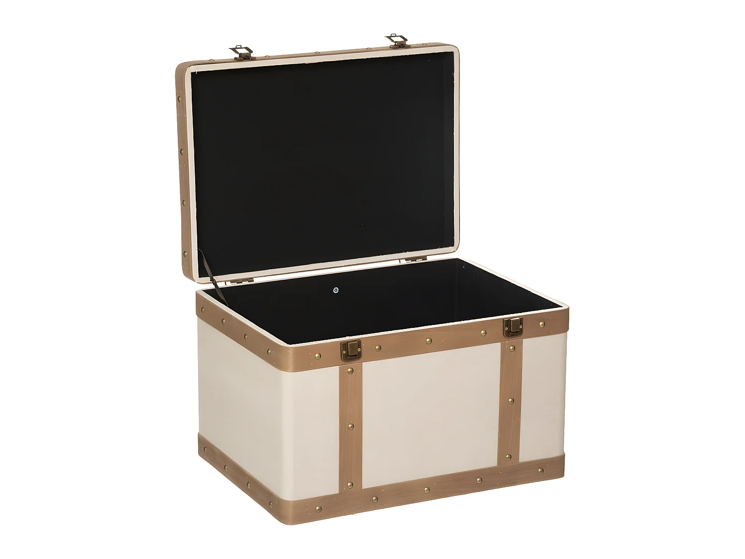 Set de 3 Malles de rangement déco en Bois et Lin