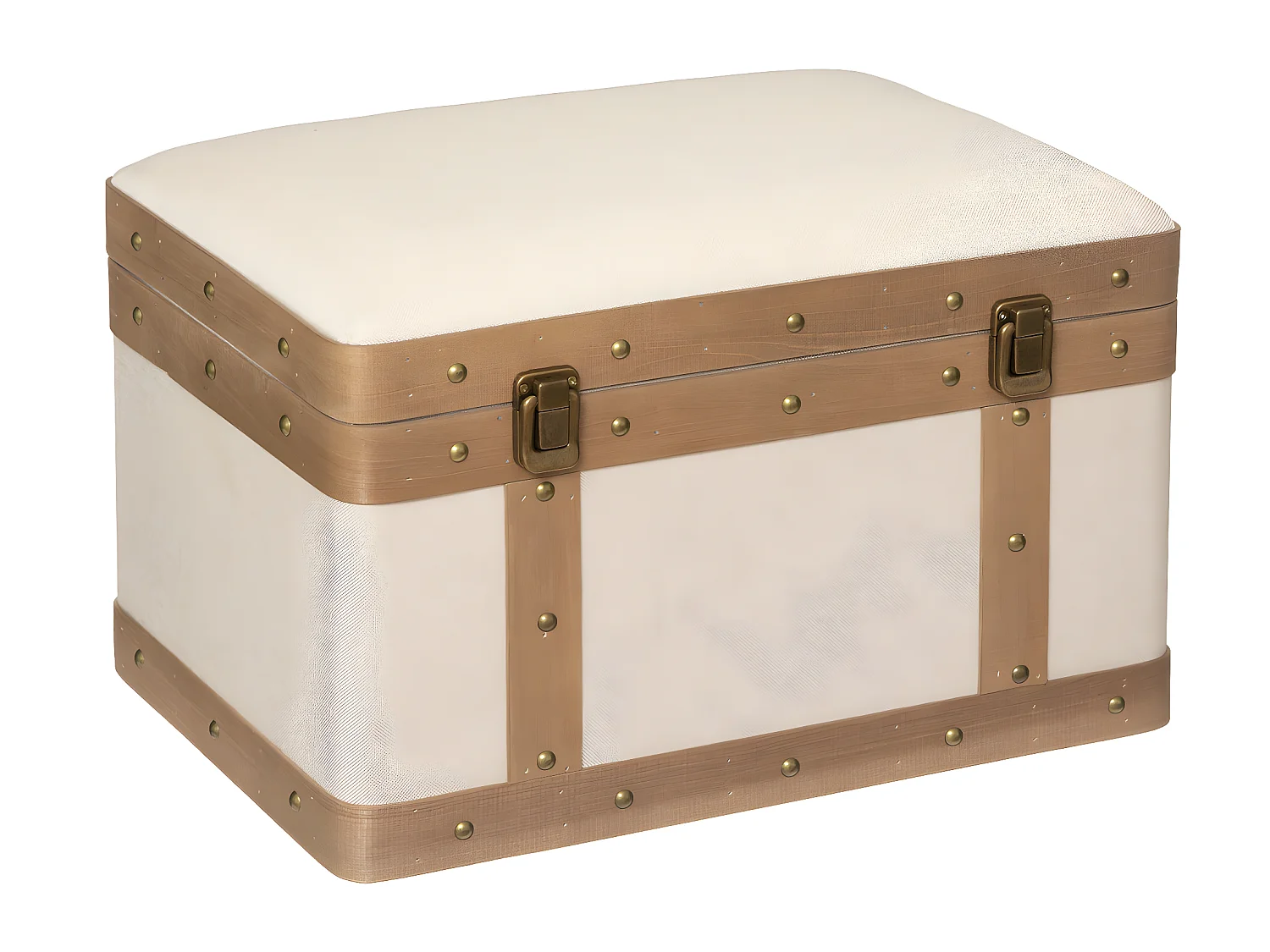 Set de 3 Malles de rangement déco en Bois et Lin