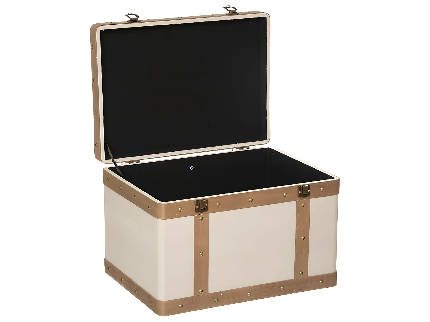 Set de 3 Malles de rangement déco en Bois et Lin