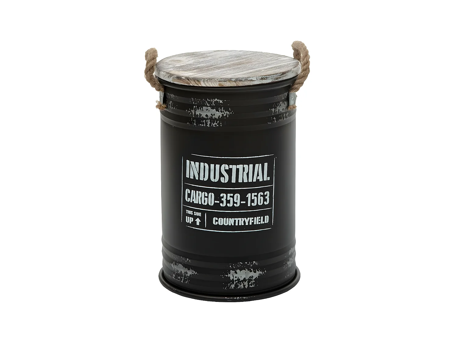 Lot de 3 Coffres Bidon en métal Noir Industrial rétro factory