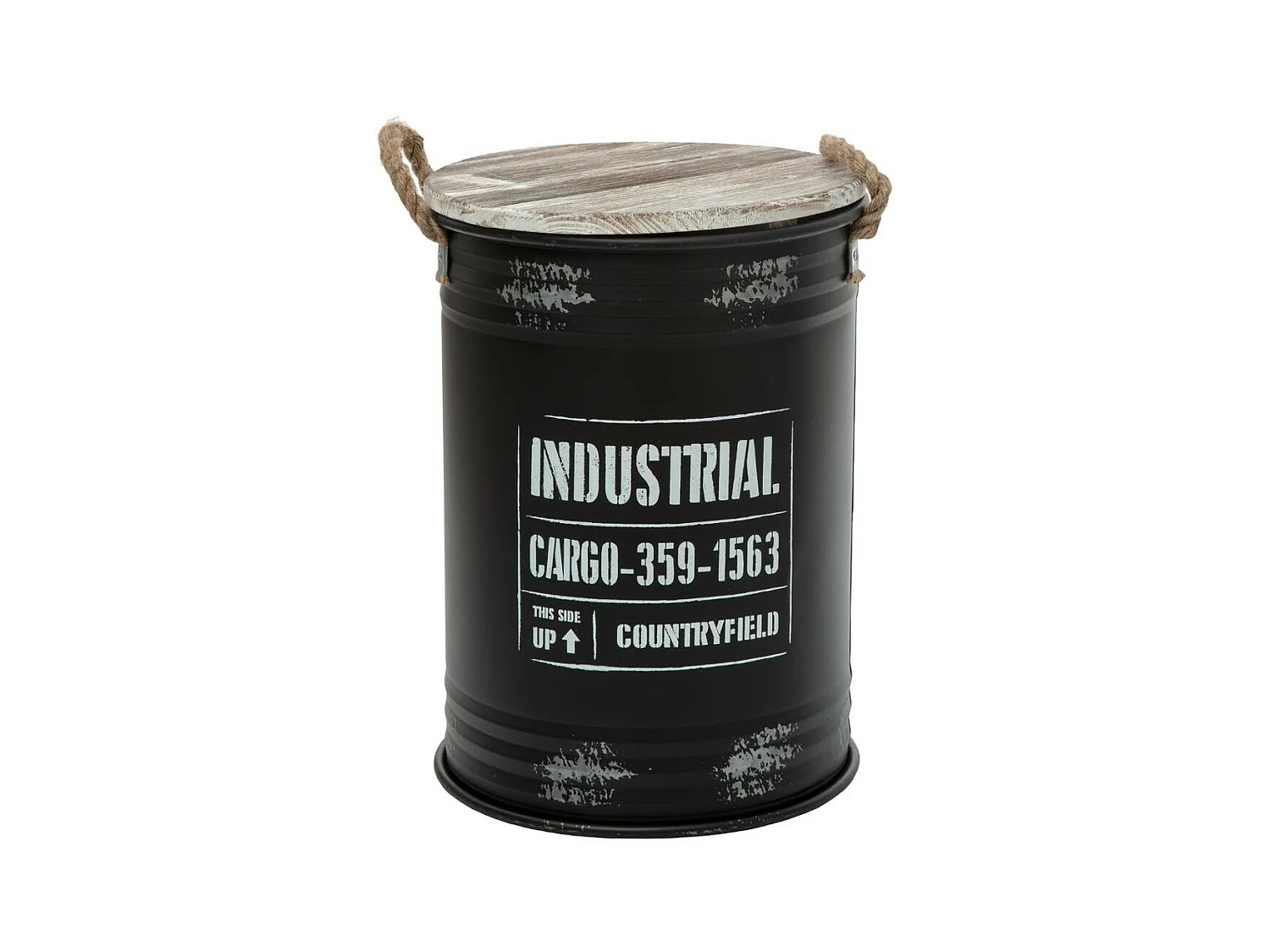 Lot de 3 Coffres Bidon en métal Noir Industrial rétro factory