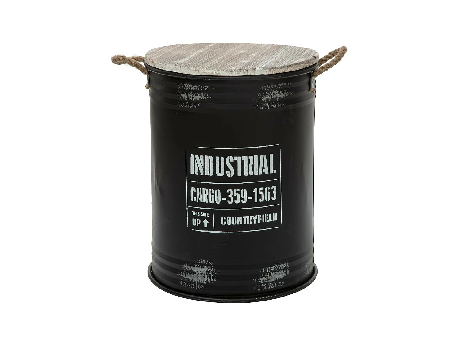 Lot de 3 Coffres Bidon en métal Noir Industrial rétro factory