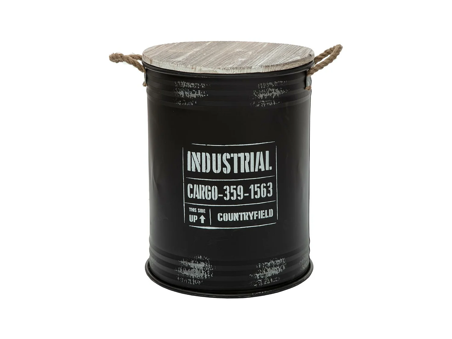 Lot de 3 Coffres Bidon en métal Noir Industrial rétro factory