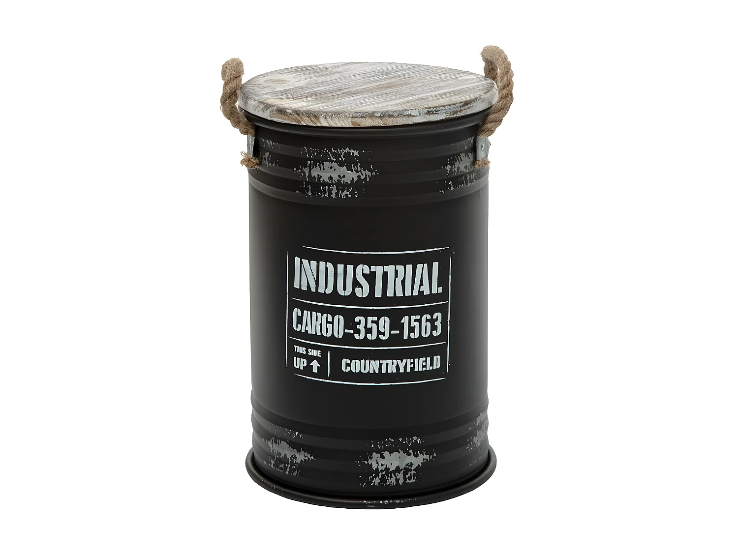 Lot de 3 Coffres Bidon en métal Noir Industrial rétro factory