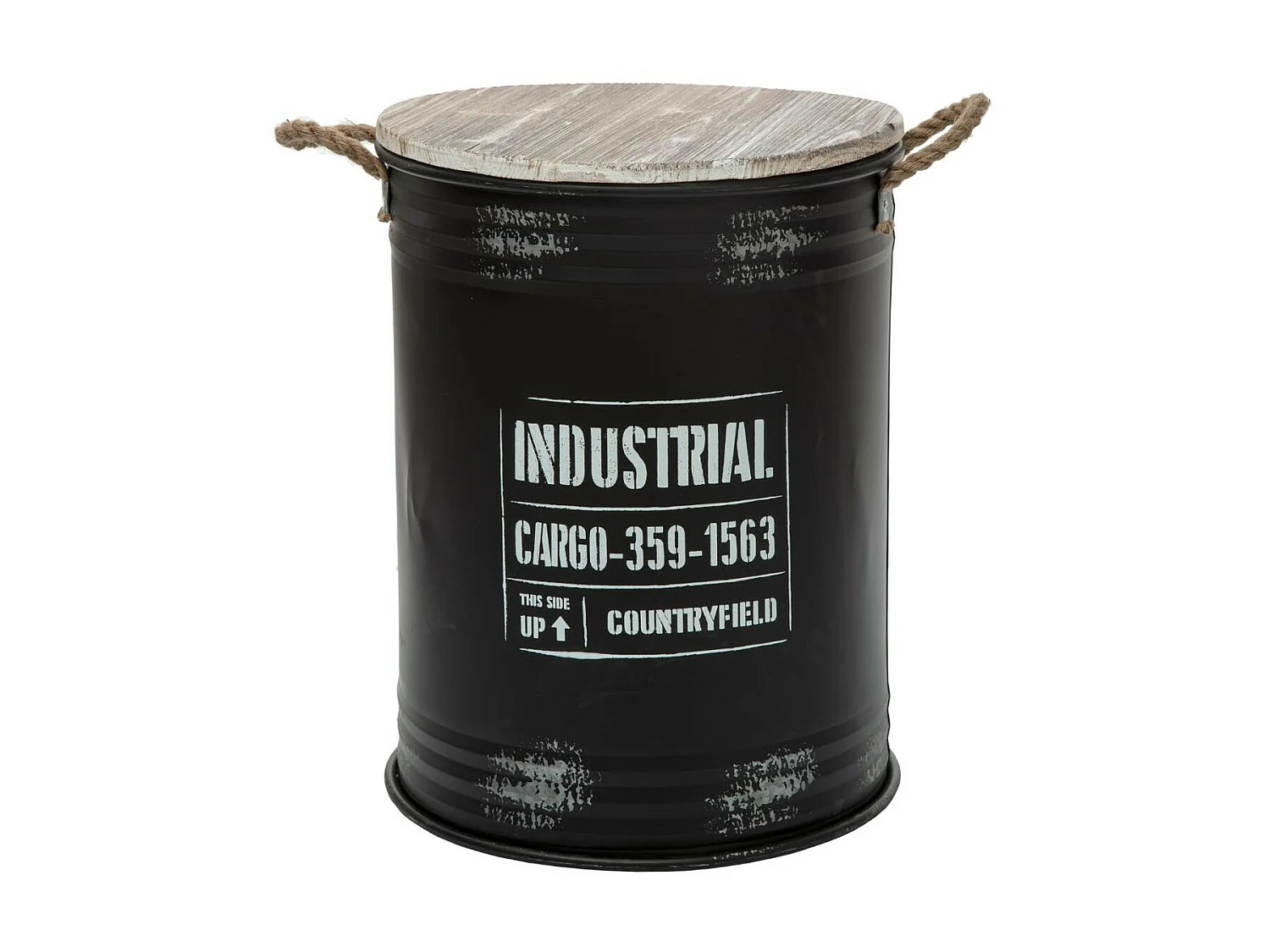 Lot de 3 Coffres Bidon en métal Noir Industrial rétro factory