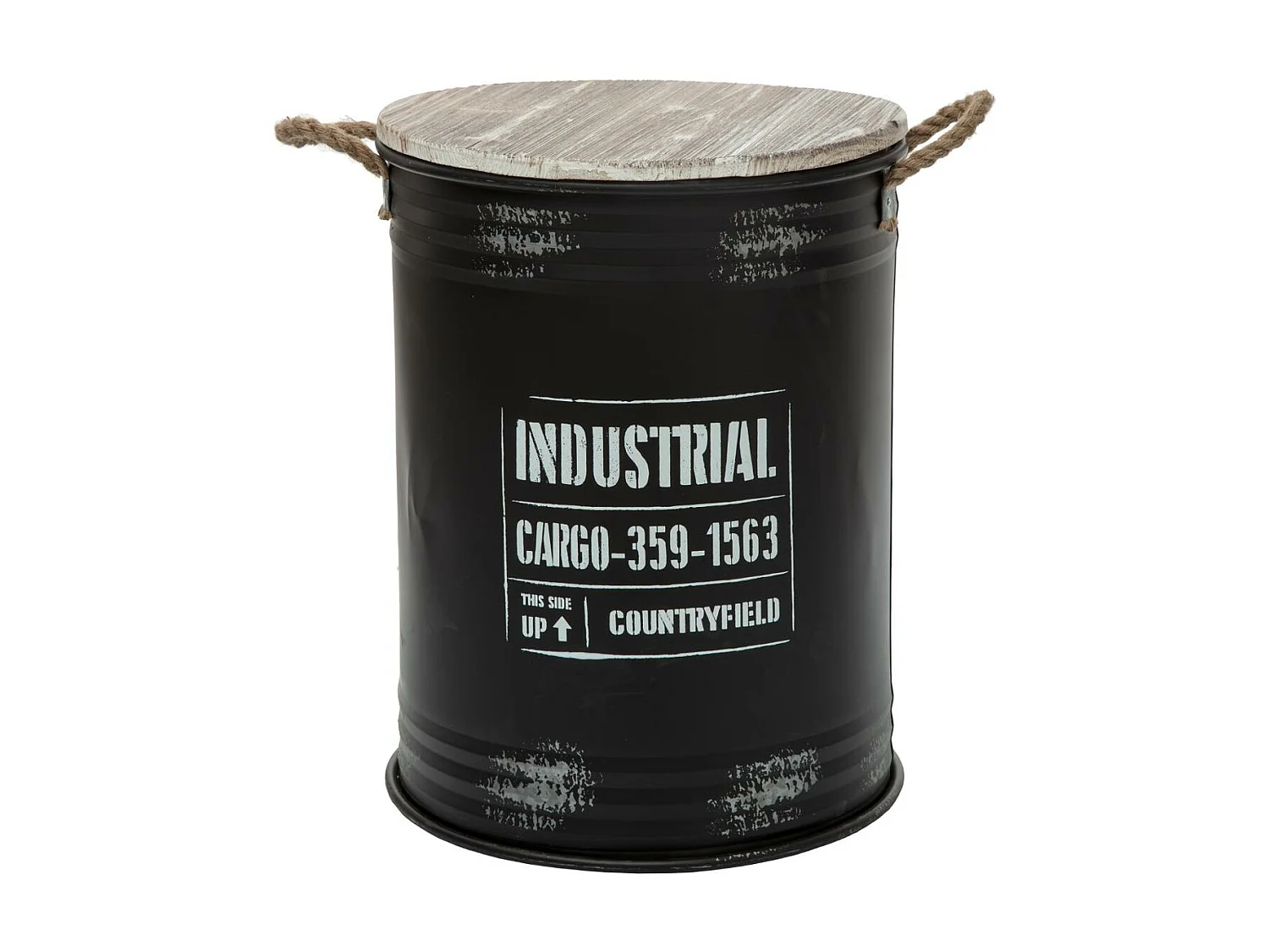 Lot de 3 Coffres Bidon en métal Noir Industrial rétro factory