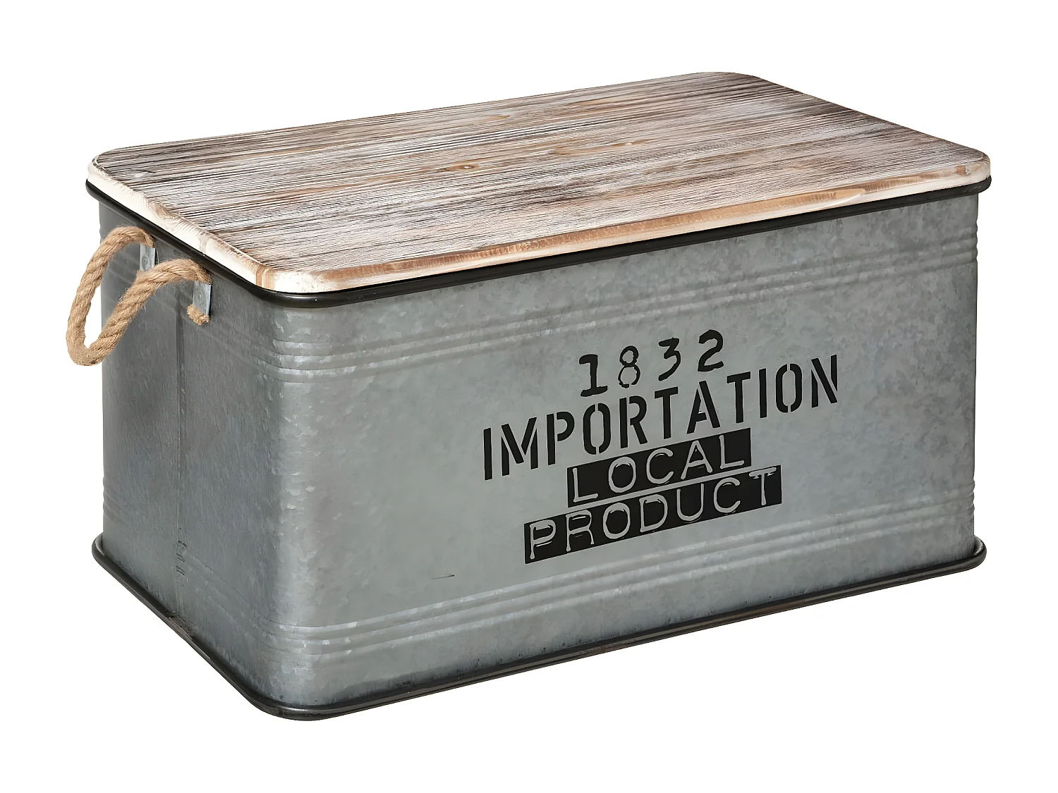 Set de 3 Malles en Métal zinc et Bois déco