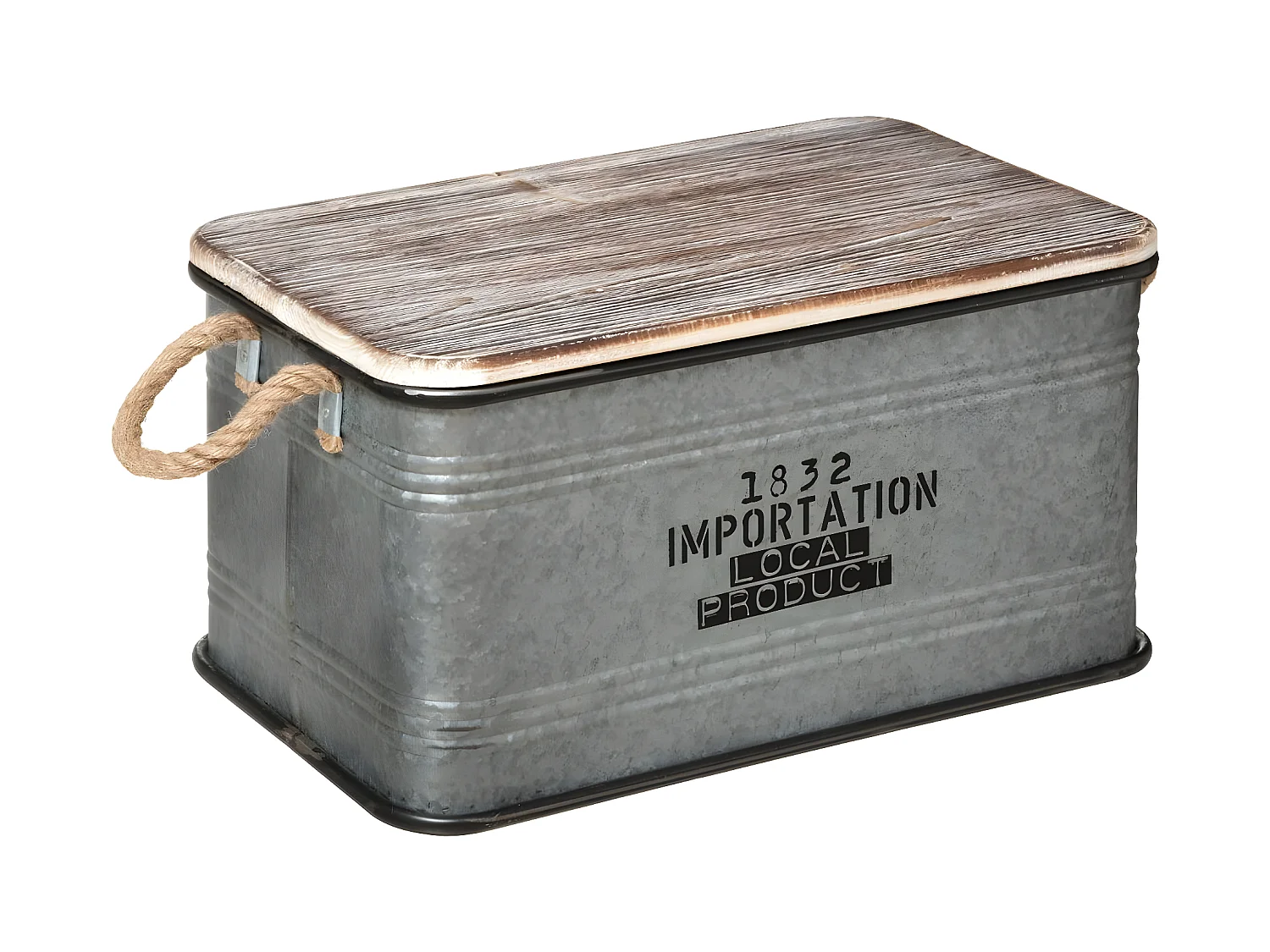 Set de 3 Malles en Métal zinc et Bois déco